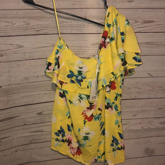 Rose & Olive Tops - Rose + Olive One shoulder Yellow Small Floral Top Rose & Olive Tops - Rose + Olive One shoulder Yellow Small Floral Top